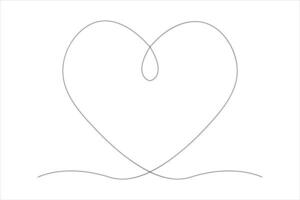 Heart continuous one line art drawing color shape Love sign outline art illustration vector