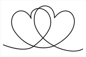 Heart continuous one line art drawing color shape Love sign outline art illustration vector
