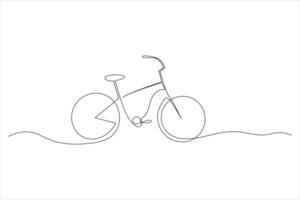 Continuous one line bicycle outline line art illustration vector
