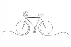 Continuous one line bicycle outline line art illustration vector