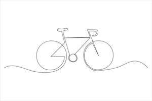 Continuous one line bicycle outline line art illustration vector