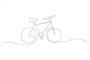 Continuous one line bicycle outline line art illustration vector