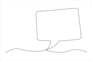Continuous one line drawing of speech bubble. Doodle art illustration vector