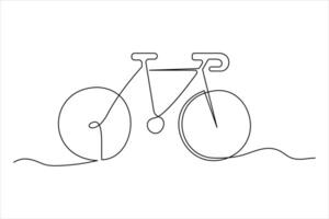 Continuous one line bicycle outline line art illustration vector