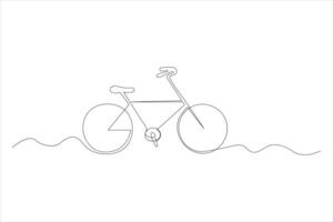 Continuous one line bicycle outline line art illustration vector