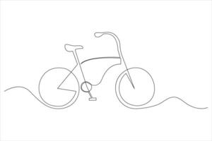 Continuous one line bicycle outline line art illustration vector