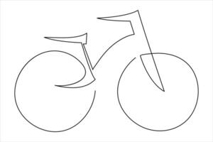 Continuous one line bicycle outline line art illustration vector