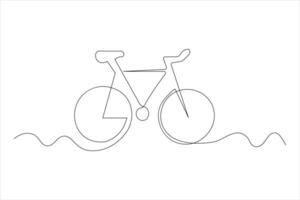 Continuous one line bicycle outline line art illustration vector