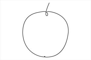 Continuous one line art drawing apple outline art illustration vector
