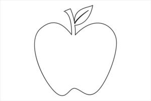Continuous one line art drawing apple outline line art illustration vector