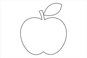Continuous one line art drawing apple outline line art illustration vector