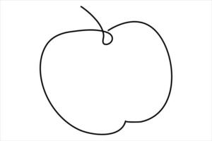 Continuous one line art drawing apple outline line art illustration vector