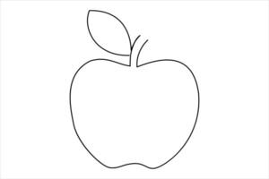 Continuous one line art drawing apple outline line art illustration vector