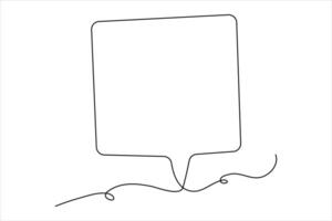 Continuous one line drawing of speech bubble. Doodle art illustration vector