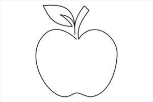 Continuous one line art drawing apple outline line art illustration vector