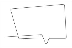 Continuous one line drawing of speech bubble. Doodle art illustration vector