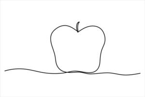 Continuous one line art drawing apple outline art illustration vector