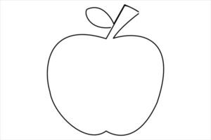 Continuous one line art drawing apple outline line art illustration vector