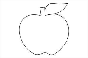 Continuous one line art drawing apple outline line art illustration vector