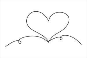 Heart continuous one line art drawing color shape Love sign outline art illustration vector