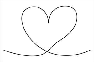 Heart continuous one line art drawing color shape Love sign outline art illustration vector