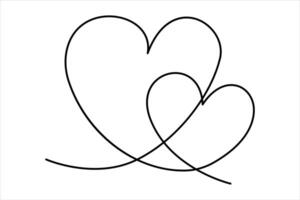 Heart continuous one line art drawing color shape Love sign outline art illustration vector