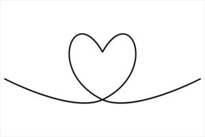 Heart continuous one line art drawing color shape Love sign outline illustration vector