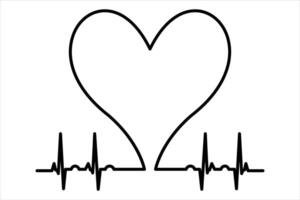 Heart continuous one line art drawing color shape Love sign outline art illustration vector