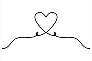Heart continuous one line art drawing color shape Love sign outline illustration vector