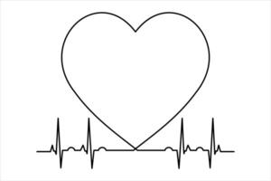 Heart continuous one line art drawing color shape Love sign outline art illustration vector