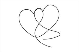 Heart continuous one line art drawing color shape Love sign outline illustration vector