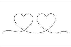 Heart continuous one line art drawing color shape Love sign outline illustration vector