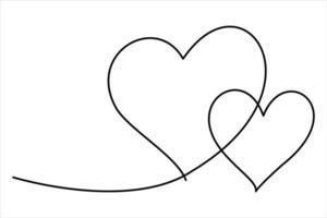 Heart continuous one line art drawing color shape Love sign outline illustration vector