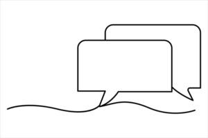 Continuous one line drawing of speech bubble. Doodle art illustration vector