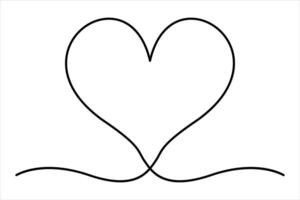Heart continuous one line art drawing color shape Love sign outline art illustration vector