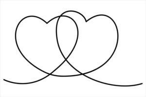 Heart continuous one line art drawing color shape Love sign outline illustration vector