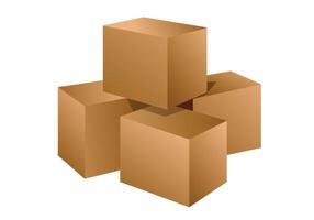 Carton boxes brown color illustration style. Cardboard isolated object on white background. vector