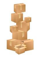 A stack of carton boxes illustration. Isolated object on white background for background design. vector
