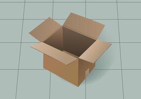 Carton box opened on the floor illustration. Realistic cardboard in brown color for background design. vector