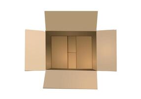 Carton box top view illustration. Single cardboard brown color for background design. vector