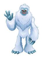 Yeti waving hand cartoon character. Monster illustration isolated on white background vector
