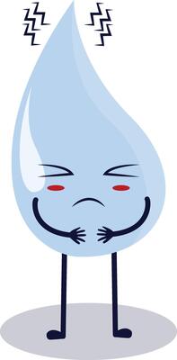 Cute Happy Water Drop Character Isolated on White Background. Flat Cartoon Illustration.