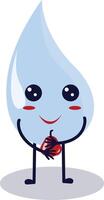 Cute Happy Water Drop Character Isolated on White Background. Flat Cartoon Illustration. vector