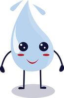Cute Happy Water Drop Character Isolated on White Background. Flat Cartoon Illustration. vector