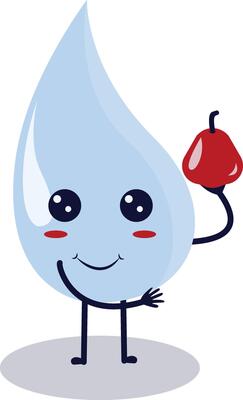 Cute Happy Water Drop Character Isolated on White Background. Flat Cartoon Illustration.