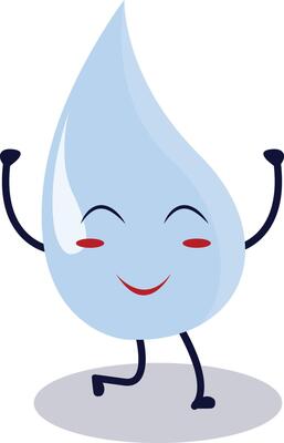 Cute Happy Water Drop Character Isolated on White Background. Flat Cartoon Illustration.