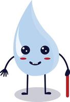 Cute Happy Water Drop Character Isolated on White Background. Flat Cartoon Illustration. vector
