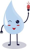 Cute Happy Water Drop Character Isolated on White Background. Flat Cartoon Illustration. vector