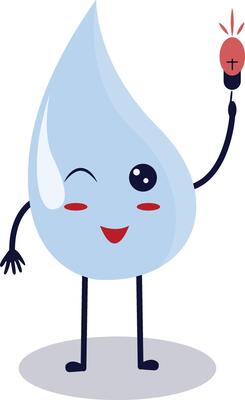 Cute Happy Water Drop Character Isolated on White Background. Flat Cartoon Illustration.