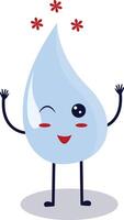 Cute Happy Water Drop Character Isolated on White Background. Flat Cartoon Illustration. vector